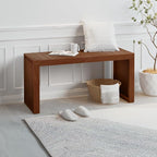 Bamboo Dining Bench Indoor Long Entryway Shoe Rack Bench, Outdoor Modern Wood - Image 6