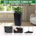 30 Inch Tall Self Watering Planters Set of 2, Outdoor Plant Pots - Image 6