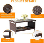 VINGLI Outdoor Wicker CoffeeTable Patio Coffee Tables - Image 5