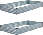 8x4x1ft Galvanized Raised Garden Bed, Outdoor Planter Box Metal Patio Kit by Foxlang