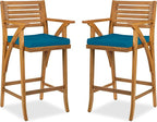 Best Choice Products Set of 2 Outdoor Acacia Wood Bar Stools Bar Chairs by BestChoiceProducts