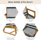 Tangkula 2-Person Patio Acacia Wood Bench Loveseat, Outdoor Patio Rope Bench in - Image 7