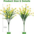 20 Bundles Artificial Flowers for Outdoors Fake Plastic Flowers UV Resistant - Image 2