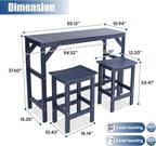 3Pcs HIPS Outdoor Patio Bar Set, All Weather HIPS Bar Table and Chairs Set - Image 6