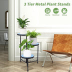 Plant Stand Indoor 3 Tie Mosaic Metal Corner Shelf Outdoor Plant Pot Holder - Image 4