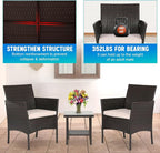FDW Patio Bistro Conversation Set Wicker Furniture 2 Rattan Chairs Cushions and - Image 6