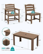 SERWALL Outdoor Dining Sets for 6, HDPE Dining Sets - Image 3