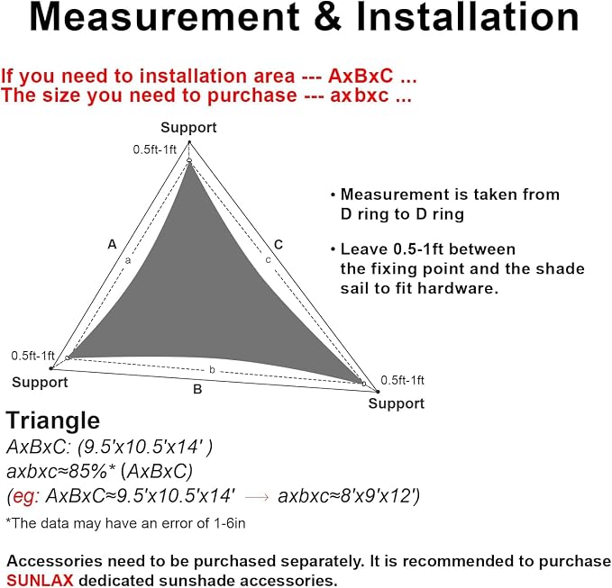 SUNLAX Sun Shade Sail 10' x 12' x 15.6' Butter Cream Rectangle Canopy Sail - Image 2