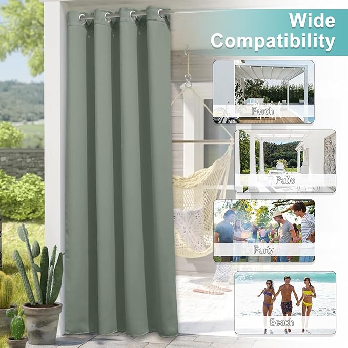 NICETOWN Outdoor Curtain for Patio Waterproof Extra Wide 100 in, Sun Blocking - Image 4