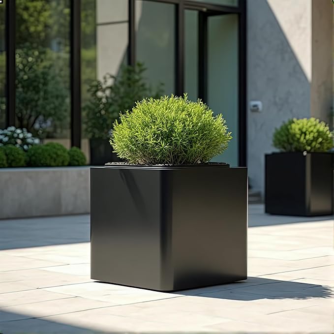 Large Metal Square Planter 24" L x 24" W x 24" H, Heavy Duty Black Large - Image 5