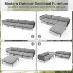 4 Piece Modern Outdoor Sectional Sofa, Weather-Resistant Metal Frame and - Image 3