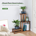 Wood Plant Stand Indoor Outdoor 4 Tiers Plant Rack Corner Planter Shelf Flower - Image 6