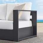 Modway Tahoe Aluminum Modular Right-Facing Outdoor Patio Loveseat in Gray White - Image 9