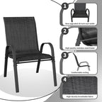 Patio Dining Chairs Set of 6, Outdoor Stackable Dining Chairs High Back - Image 4