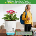 KIMCHOMERSE Self Watering Plant Pots, 6 Inch Plant Pots White, 6 Pack Flowers - Image 4