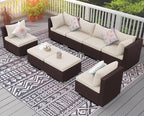 NICESOUL 8 Seat 29.3'' High Back Outdoor Furniture Set, Extra Large Rattan - Image 3