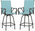 MFSTUDIO Outdoor Bar Stools Set of 2, Swivel Bar Height Patio Chairs Outdoor by MFSTUDIO