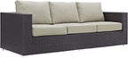 Modway Convene Wicker Rattan Outdoor Patio Sofa in Espresso Beige by Modway