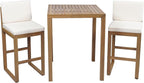 Christopher Knight Home Gree Acacia Wood Patio Bar Table and Chairs Set of 2 - Image 3
