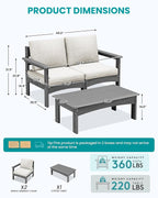 SERWALL 3 Pieces Patio Sofas, All-Weather Outdoor Couch Sectional Set, Patio - Image 2