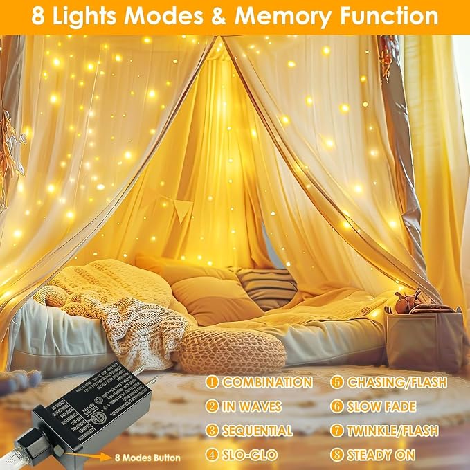 33Ft 100LED Fairy Lights Plug in, Waterproof String Lights Outdoor & Indoor 8 - Image 3