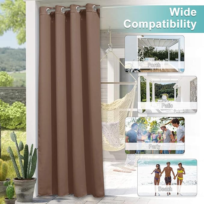 NICETOWN 2 Panels Patio Blackout Outdoor Curtains Waterproof, Thermal Insulated - Image 5