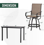 PHI VILLA 5 PCS Outdoor Bar Set, Counter Height Swivel Chair - Image 7