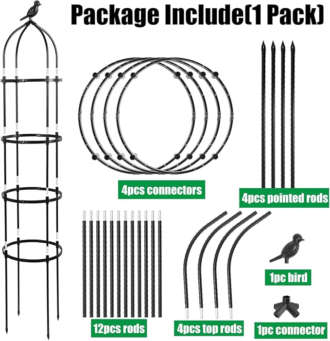 6FT Garden Obelisk Trellis for Climbing Plants, 70”Metal Plant Support Tower - Image 5