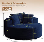 Oversized Round Chair Lounge Chaise Indoor, Upholstered Corduroy Deep Seat - Image 2