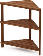 Furinno FG18445 Tioman Hardwood Patio Furniture Corner Shelf in Teak Oil - Image 5