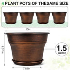 10 Inch Planters Plant Pots Indoor Outdoor, 4 Pack Plastic Flower Pot - Image 3