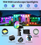 MEIKEE 15W RGB Landscape Spot Lights Outdoor, RGBW Color Changing Landscape - Image 2