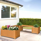VINGLI Outdoor Wood Bench with Planter Boxes, 2-in-1 All-Weather Porch Bench - Image 2