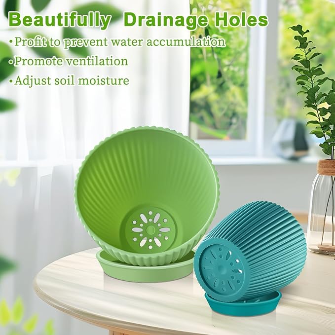 SupKing Plant Pots with Drainage Saucers 7.5/6.7/6/5/4/3.5 Inch Set of 6 - Image 3
