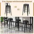 Giantex Metal Bar Stools Set of 4, Rubber Feet, Industrial Stackable Barstools - Image 5
