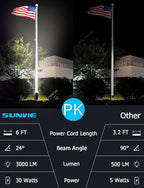 SUNVIE 30W Spot Lights Outdoor LED Spotlight 120V 3000LM Ultra Bright Flag Pole - Image 3