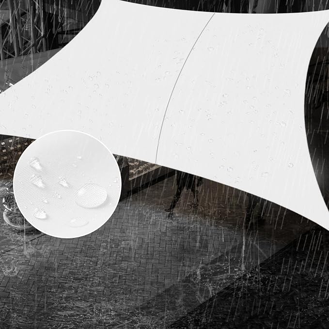 SUNNY GUARD Waterproof Sun Shade Sail 7' x 8' White Rectangle UV Block Sunshade by SUNNYGUARD