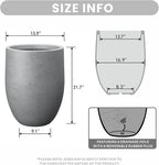 Kante Tall Concrete Planter, 21.7-Inch Height Gray Large Indoor Outdoor Plant - Image 2
