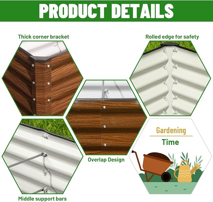 SnugNiture Galvanized Raised Garden Bed 6x3x2FT Outdoor Large Metal Planter Box - Image 3