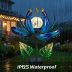Solar Garden Lights Metal Flower Decor, Colorful Lotus Pathway Spinning Windmill - Image 6