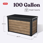 Keter Ashwood 100 Gallon Resin Deck Box Organization and Storage - Image 2