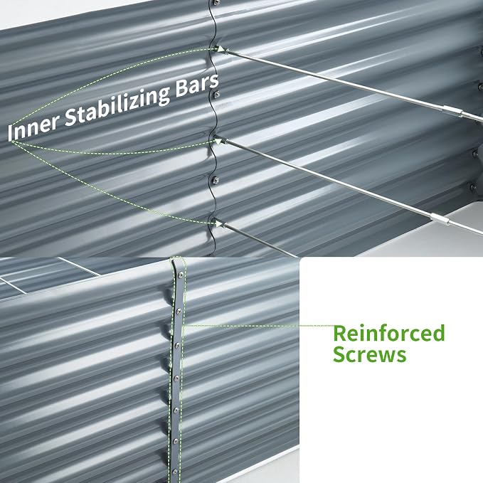 Land Guard 8×4×2ft Galvanized Raised Garden Bed, Planter Boxes Outdoor - Image 4