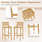 Tangkula 3 Piece Patio Bar Set, Teak Wood Bistro Furniture - Image 5