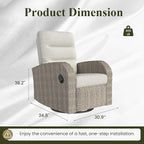 LayinSun Oversized Wicker Outdoor Swivel Glider Recliner - Image 2