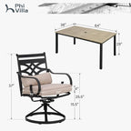 PHI VILLA 7 Pcs Patio Dining Set, Outdoor Table Chair Set - Image 8