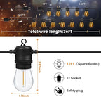 LED Outdoor String Lights 36FT Patio Lights - Image 6