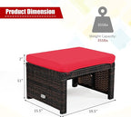Tangkula 2 Pieces Patio Rattan Ottomans, All Weather Outdoor Footstool Footrest - Image 6