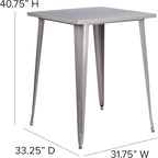 EMMA + OLIVER Commercial Grade 31.5" Square Silver Metal Indoor-Outdoor Bar - Image 2