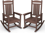 KINGYES Outdoor Rocking Chair Set 2, All Weather HDPE Patio Rocking Chairs by KINGYES
