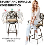 VINGLI Outdoor Swivel Bar Stools Set of 2, Cast Aluminum Patio Bar Height Chairs - Image 6